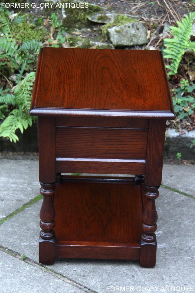 Image 32 of OLD CHARM TUDOR OAK LAMP TABLE WINE COFFEE PLANT BOOK STAND