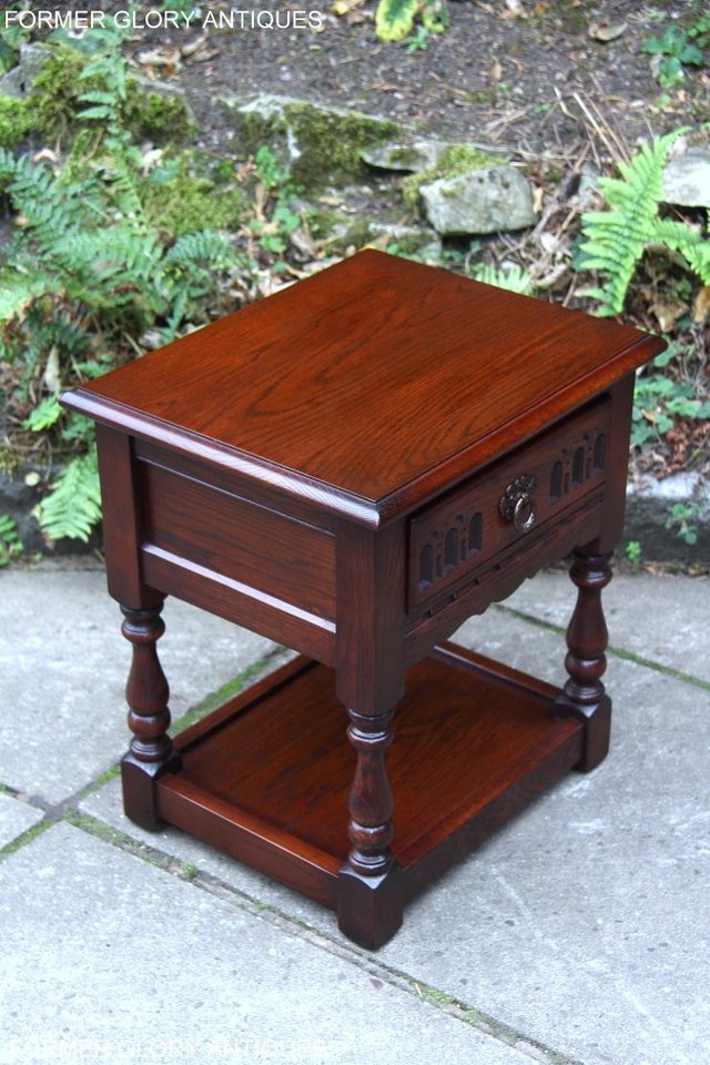 Image 36 of OLD CHARM TUDOR OAK LAMP TABLE WINE COFFEE PLANT BOOK STAND