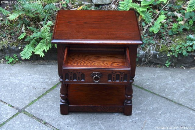 Image 38 of OLD CHARM TUDOR OAK LAMP TABLE WINE COFFEE PLANT BOOK STAND