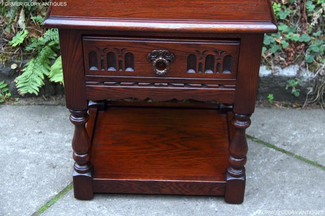 Image 42 of OLD CHARM TUDOR OAK LAMP TABLE WINE COFFEE PLANT BOOK STAND