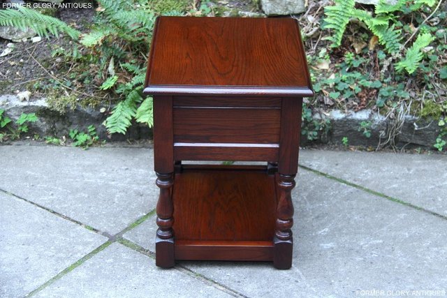 Image 44 of OLD CHARM TUDOR OAK LAMP TABLE WINE COFFEE PLANT BOOK STAND