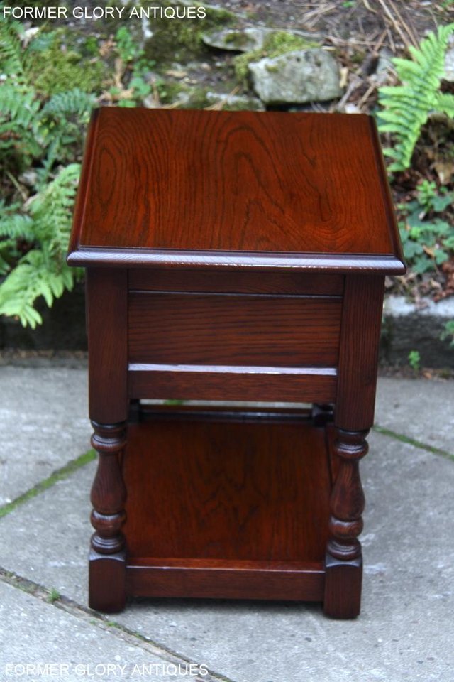 Image 45 of OLD CHARM TUDOR OAK LAMP TABLE WINE COFFEE PLANT BOOK STAND
