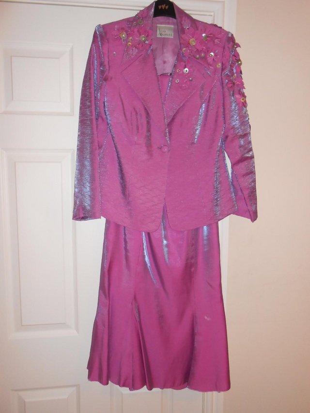 Preview of the first image of John Charles Size 12 Mother-of-the-Bride Dress, Jacket & Hat.