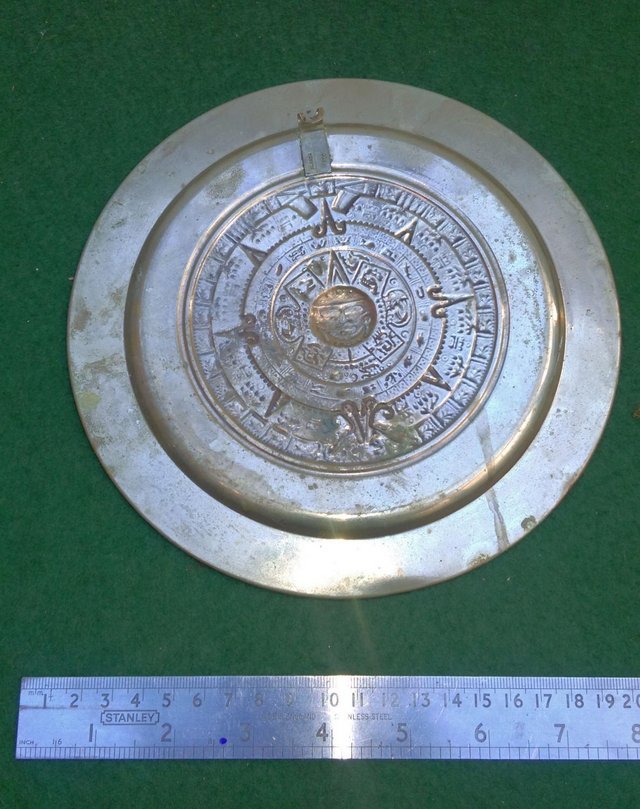 Image 2 of Alpaca/German Silver Aztec Calendar Plate with Mother of Pea
