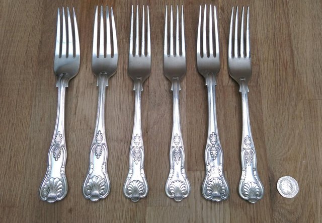 Preview of the first image of Antique Six heavy Silver Plated Forks.