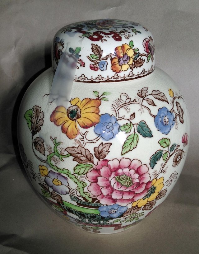 Preview of the first image of Antique Mason Ginger jar 'Nabob' Pattern.