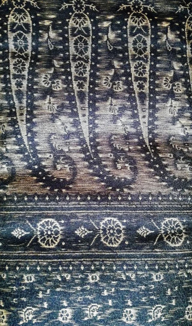 Image 2 of INDIAN Sari Fabric Blue Silver Gold Silk Wall Hanging Runner