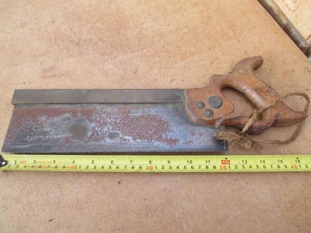 Image 2 of Old tenon saw, Brass backed stamped