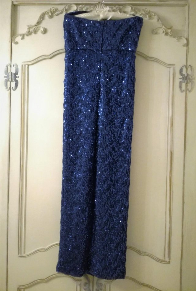 Image 3 of AMY CHILDS DRESS Designer Blue Sequin Dress Long Side Split