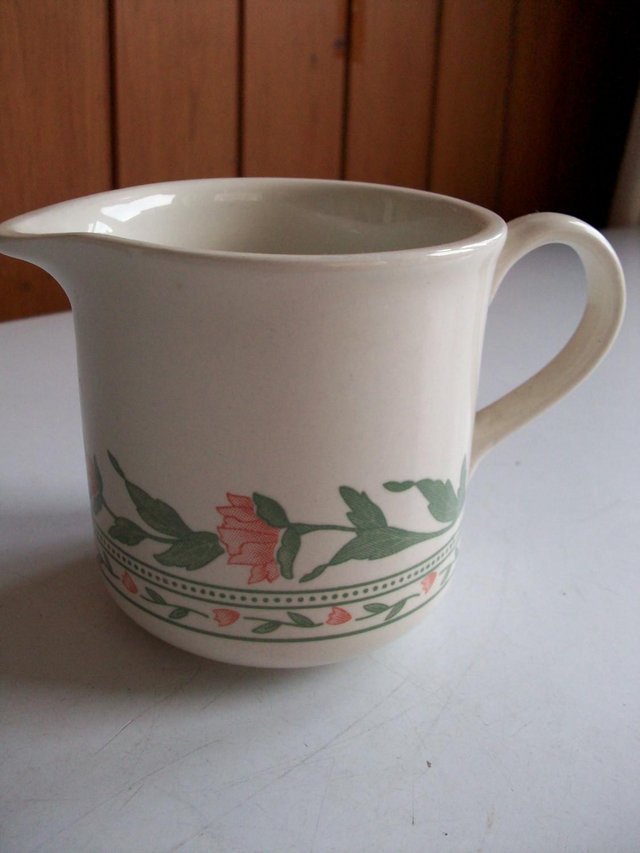 Preview of the first image of Staffordshire Tableware SMALL JUG FLOWER & LEAF PATTERN **GC.
