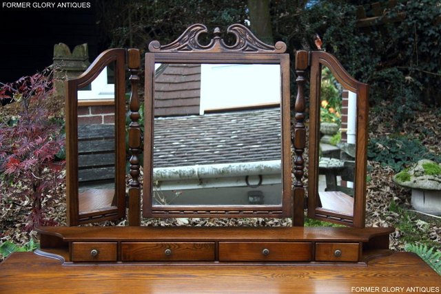 Image 7 of OLD CHARM LIGHT OAK DRESSING TABLE VANITY MIRROR STOOL STAND