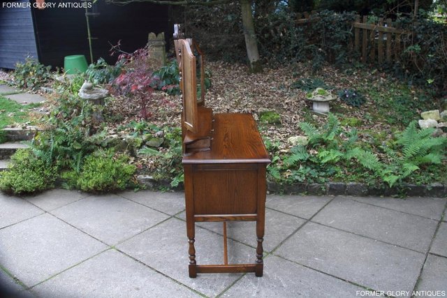 Image 10 of OLD CHARM LIGHT OAK DRESSING TABLE VANITY MIRROR STOOL STAND