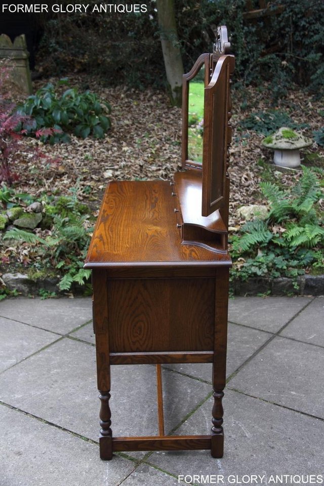 Image 19 of OLD CHARM LIGHT OAK DRESSING TABLE VANITY MIRROR STOOL STAND