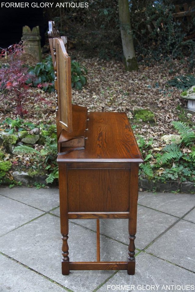 Image 37 of OLD CHARM LIGHT OAK DRESSING TABLE VANITY MIRROR STOOL STAND