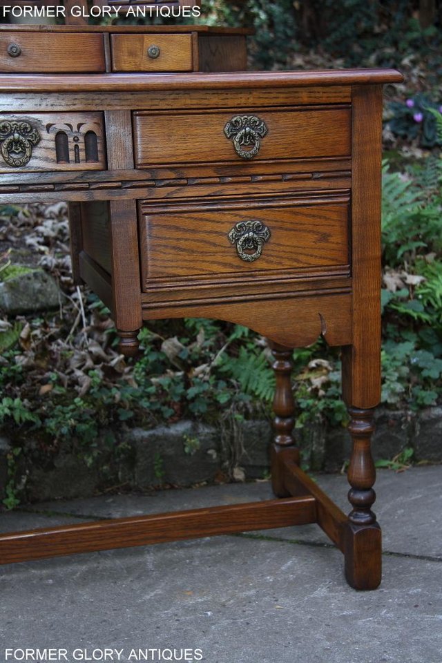 Image 44 of OLD CHARM LIGHT OAK DRESSING TABLE VANITY MIRROR STOOL STAND