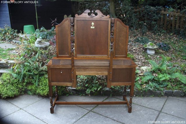 Image 59 of OLD CHARM LIGHT OAK DRESSING TABLE VANITY MIRROR STOOL STAND