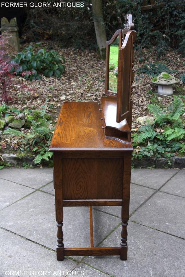 Image 96 of OLD CHARM LIGHT OAK DRESSING TABLE VANITY MIRROR STOOL STAND