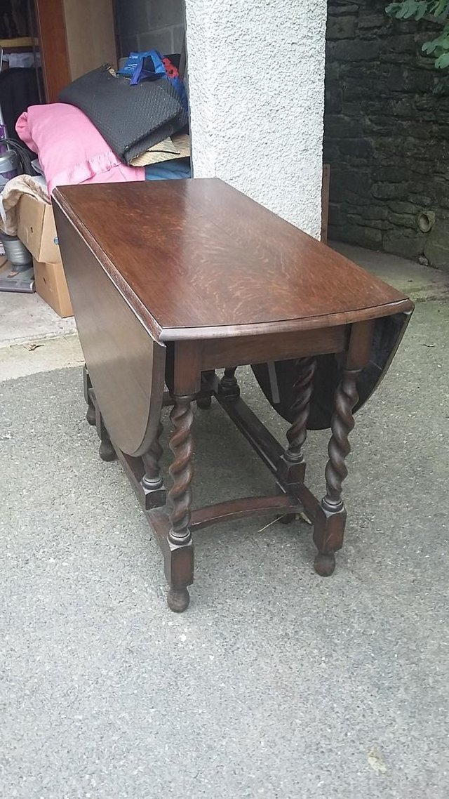 Image 3 of Antique Solid Oak Oval Drop Leaf Gateleg Dining Table