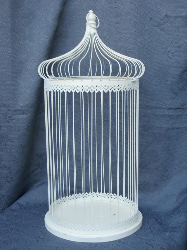 Preview of the first image of Large Decorative Cream Metal Bird Cage.