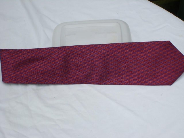 Image 4 of TM LEWIN 100% Silk Ruby Tie With Purple Lattice NEW!