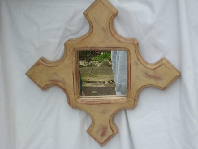 Image 4 of Gothic Cross Painted Wood Framed Mirror