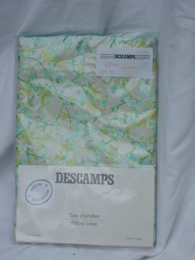 Image 4 of DESCAMPS Floral Cotton Satin Pillowcase NEW!