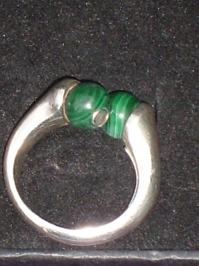 Image 5 of 925 Sterling Silver Men’s Crossover Malachite Ring