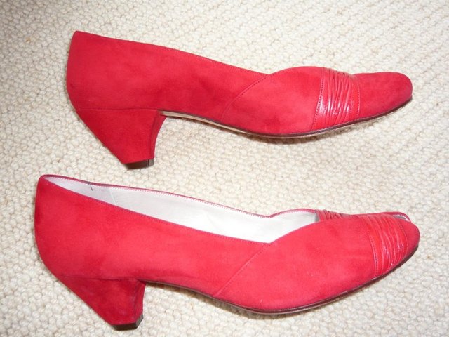 Image 3 of Shoes, vintage, ladies', red suede and leather, size 5.5