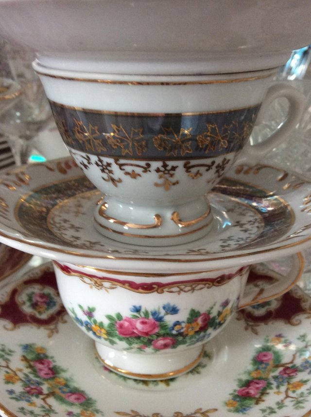 Image 3 of Three very pretty small China cups and saucers