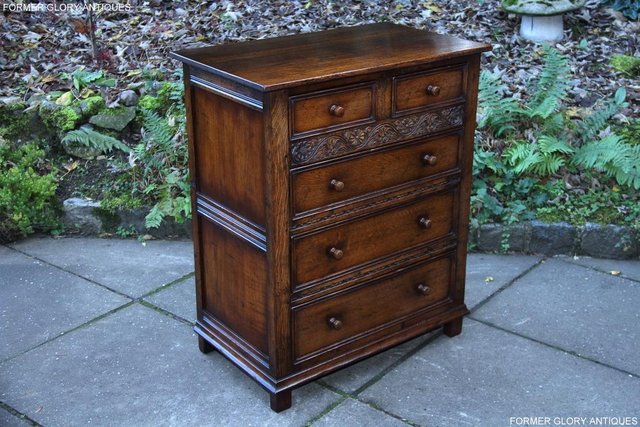 Image 2 of TITCHMARSH AND GOODWIN OAK CHEST OF DRAWERS STAND SIDEBOARD