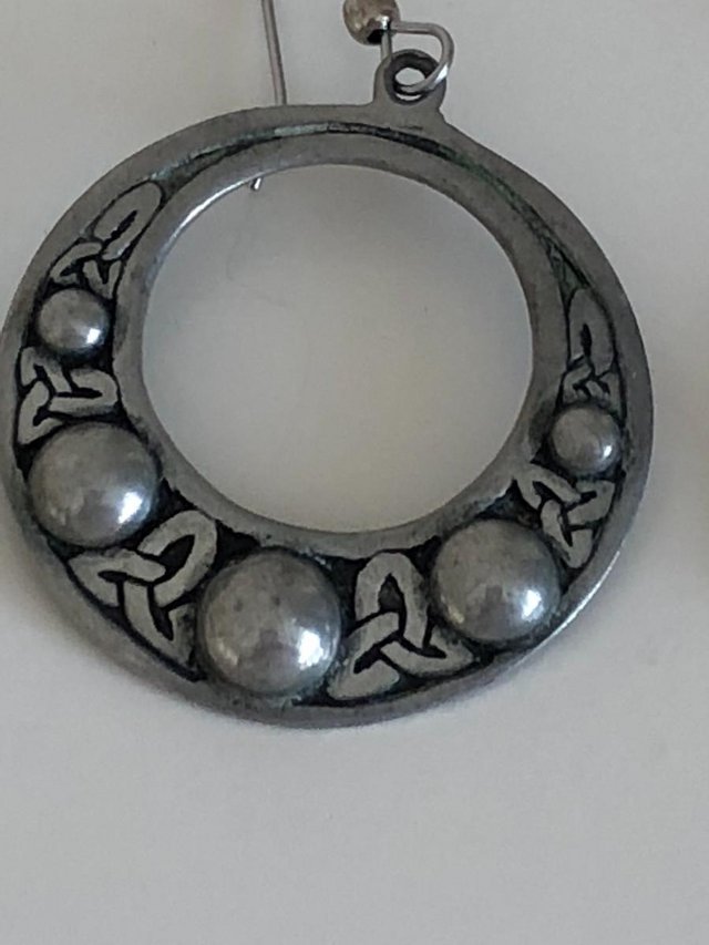 Image 2 of EARINGS.  Celtic design pewter earrings