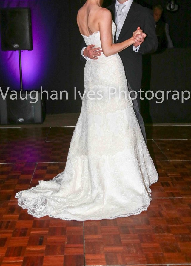 Image 3 of Lace Augusta Jones Bell Strapless Dress with Veil