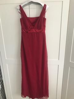 Preview of the first image of Long Claret Red Dessy Bridesmaid Dress in Chiffon with.
