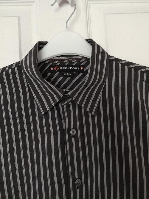 Image 2 of Men's Black & Grey Stripe Shirt By Rockport - Size M.  B13