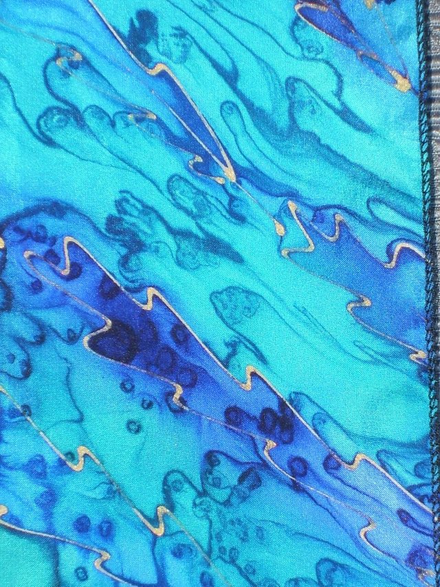 Image 2 of BLUE GUM SILKS Hand Painted Silk Scarf NEW+TAGS!