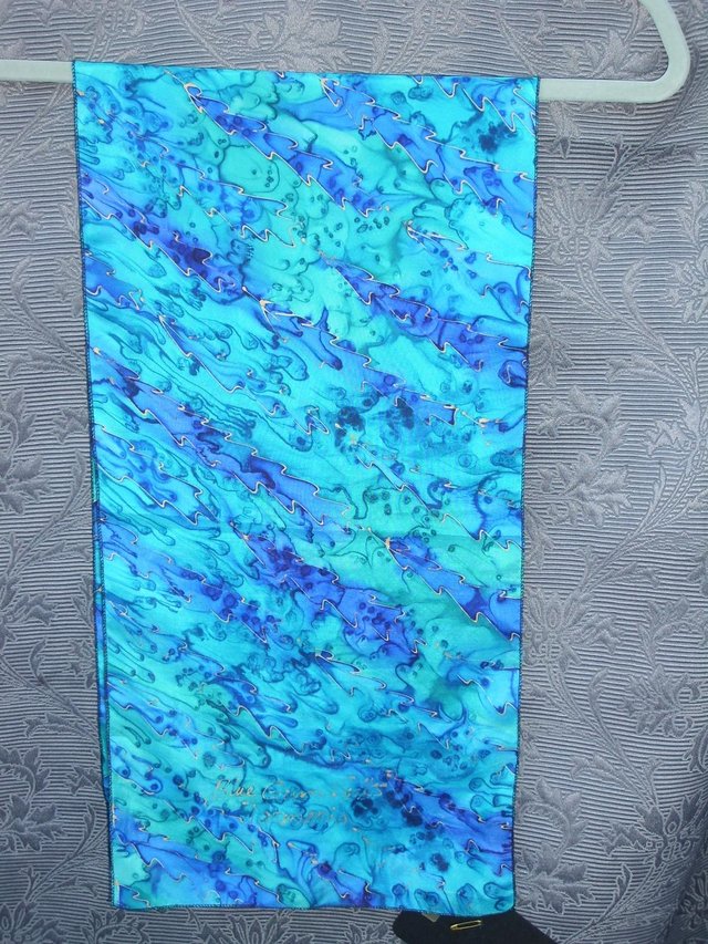 Image 5 of BLUE GUM SILKS Hand Painted Silk Scarf NEW+TAGS!