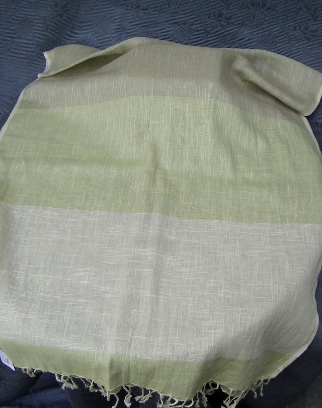 Image 2 of QUINTESSENTIAL Green Cotton/Linen Scarf NEW+TAGS!