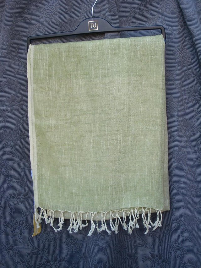 Image 6 of QUINTESSENTIAL Green Cotton/Linen Scarf NEW+TAGS!