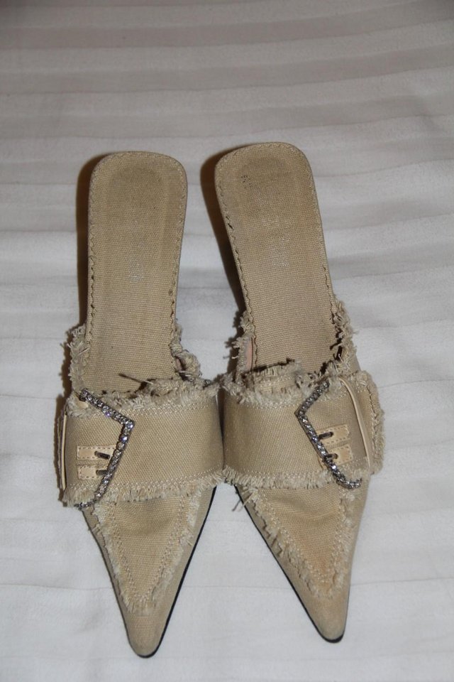 Image 5 of Beige Canvas Shoes with Diamante Buckle– Size 5/38