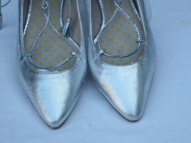 Image 5 of BODEN Silver Lillie Lace Up Point Flat Shoes Size 7/40 NEW!