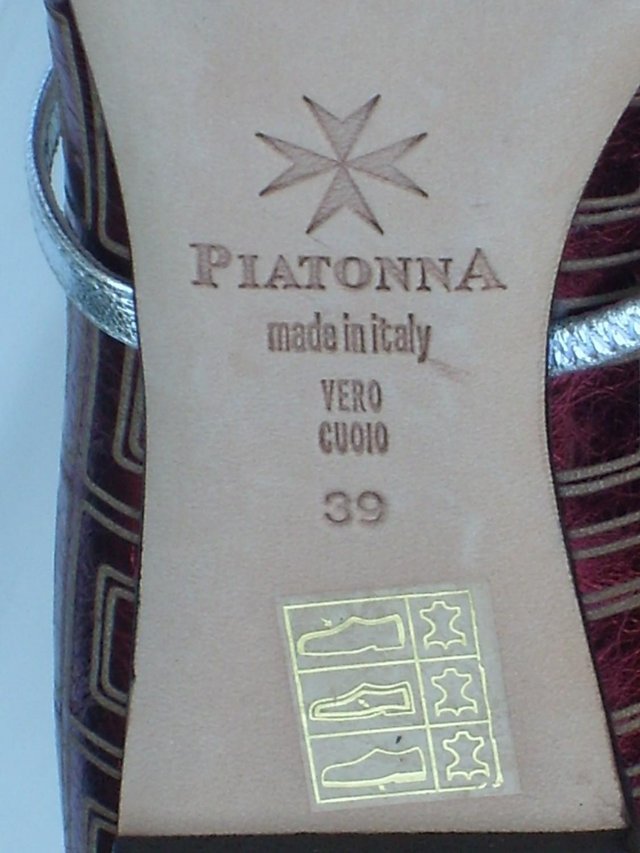 Image 3 of PIATONNA Red Leather Ballet Flat Shoes Size 6/39 NEW!