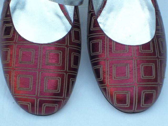 Image 4 of PIATONNA Red Leather Ballet Flat Shoes Size 6/39 NEW!