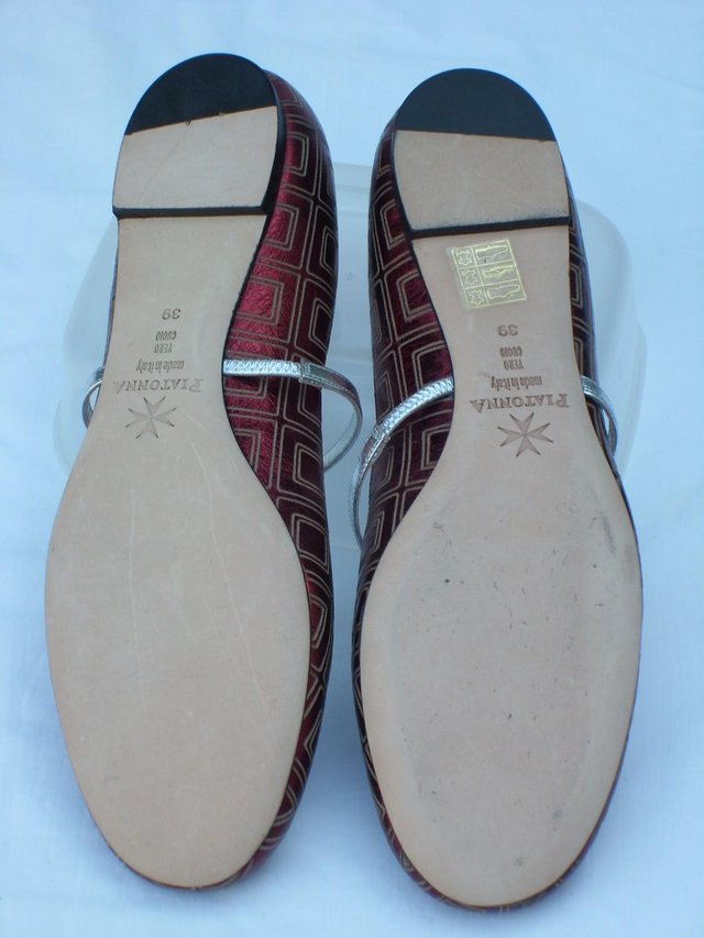Image 5 of PIATONNA Red Leather Ballet Flat Shoes Size 6/39 NEW!