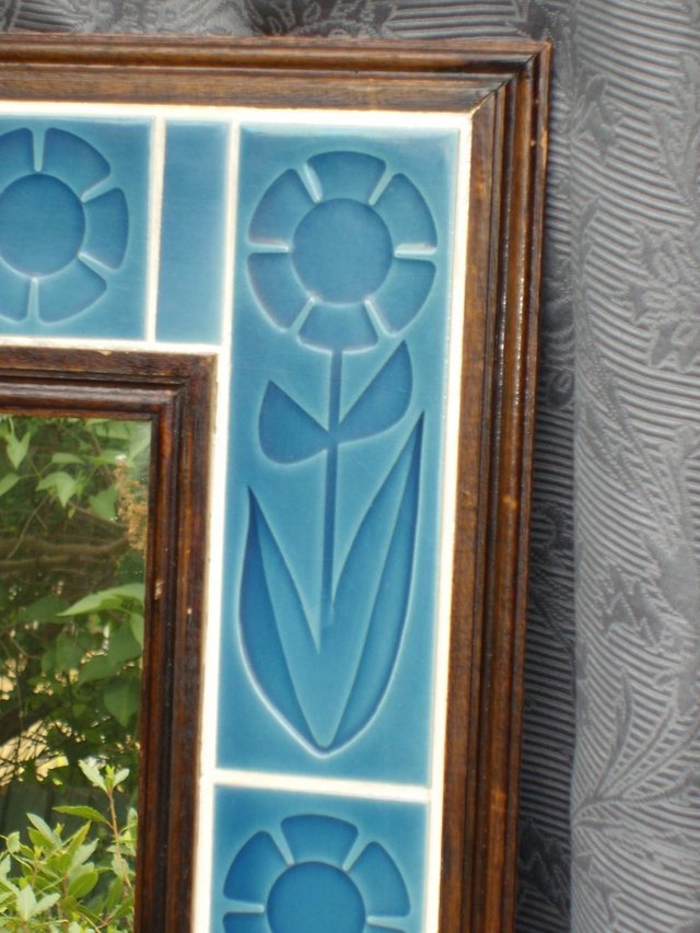 Image 4 of Vintage Mirror With Blue Tile Frame