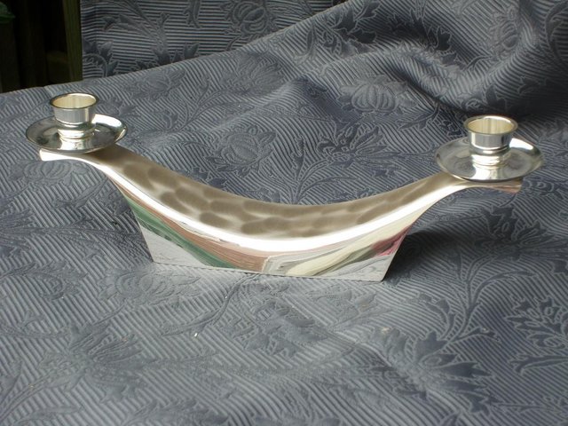 Preview of the first image of Vintage WMF IKORA Mid Century Silver Plate 2 Candle Holder.
