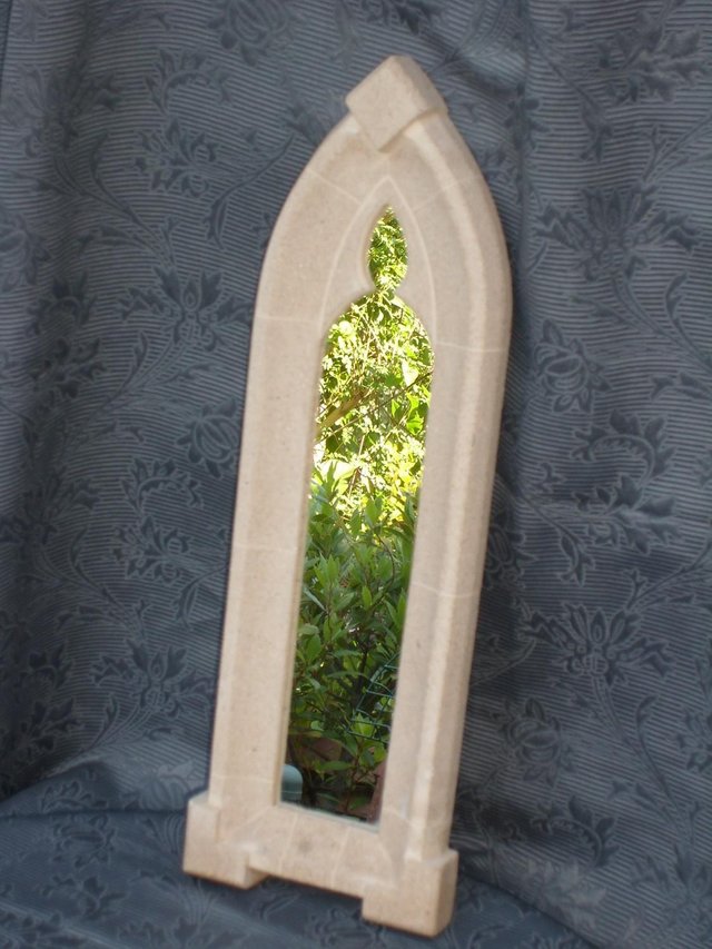 Image 4 of Stone Effect Gothic Lancet Window Mirror