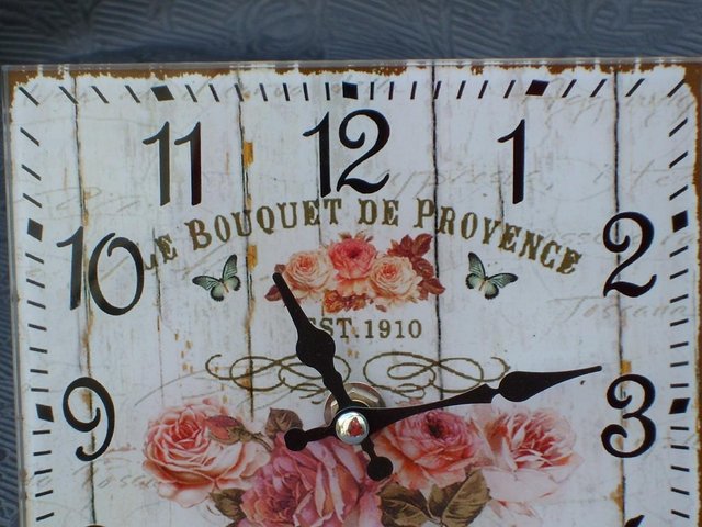 Image 3 of Shabby Chic French Roses Shelf Clock