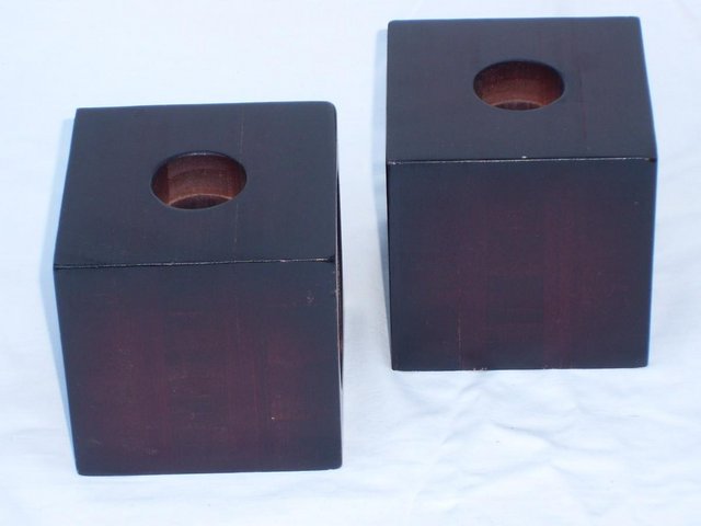 Image 5 of Pair Cube Wood Candle Holders