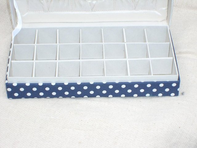 Image 7 of Jewellery Box - Blue & White Fabric Covered - NEW