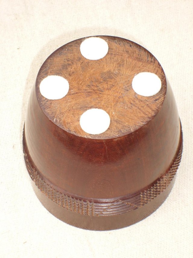 Image 5 of Vintage Turned & Carved Wood Pot With Lid